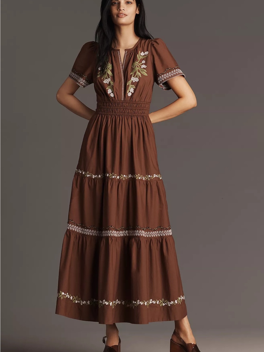 Anthropologie The Somerset Embroidered Maxi Dress Size M